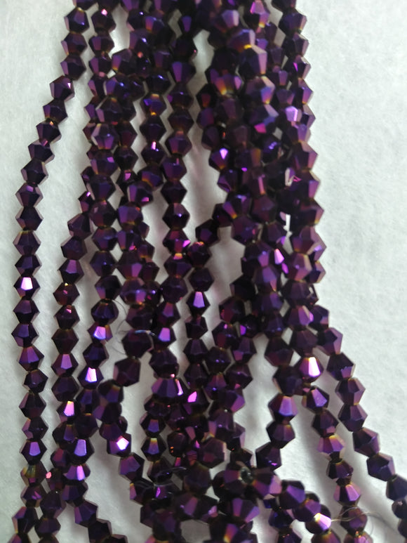 beads bicone 4mm electroplate opaque purple