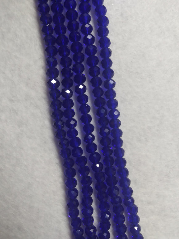beads rondelle 6mm clear dark blue