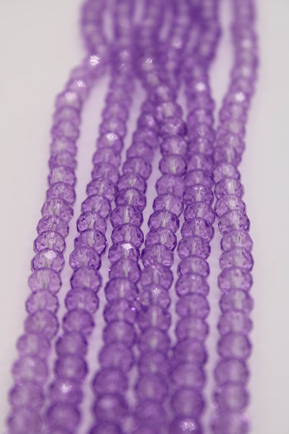 beads rondelle 6mm clear purple