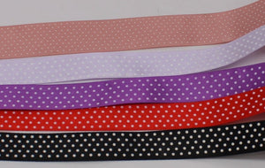 3/4" and 1" polka dot ribbon set 5 colors 10 yard bundles