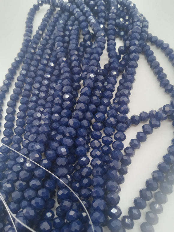 beads rondelle 6mm opaque deep navy blue