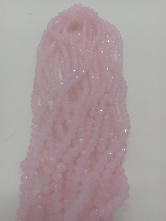 beads rondelle 6mm semi clear pink