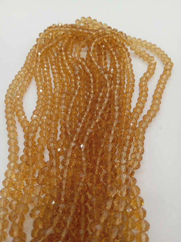 beads rondelle 6mm clear light golden yellow