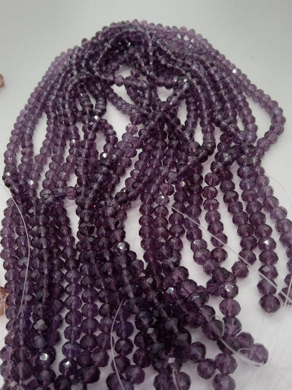 beads rondelle 6mm clear dark purple