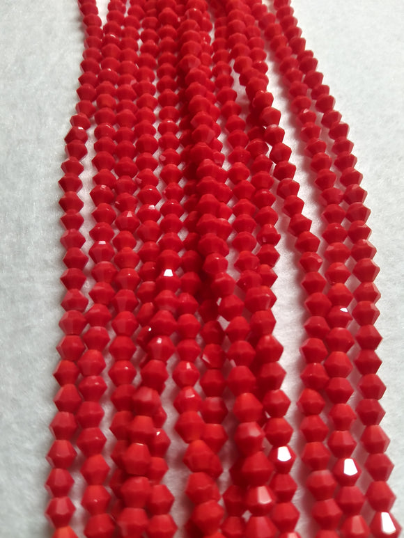 beads bicone 4mm opaque red