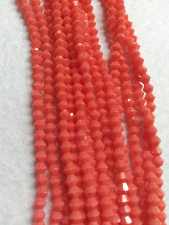 beads bicone 4mm opaque orange/coral