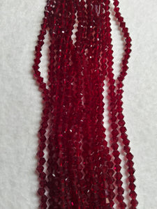 beads bicone 4mm clear dark red