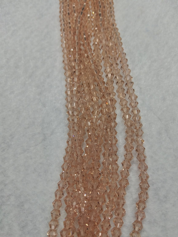 beads bicone 4mm clear dark pink