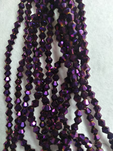 beads bicone 4mm electroplate opaque purple