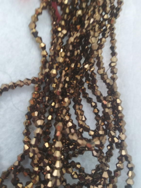 beads bicone 4mm electroplate opaque bronze