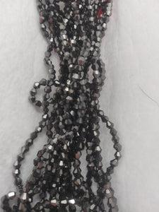 beads bicone 4mm electroplate opaque smoke grey
