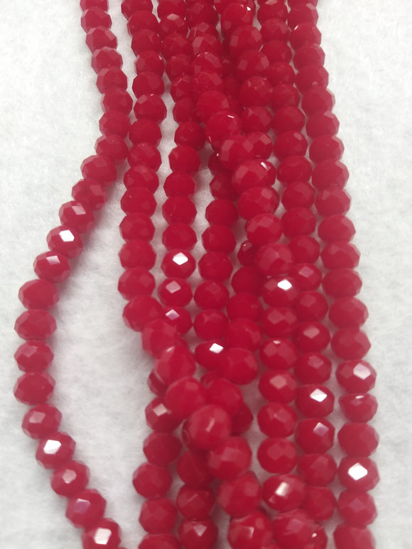 beads rondelle 6mm frosted dark red