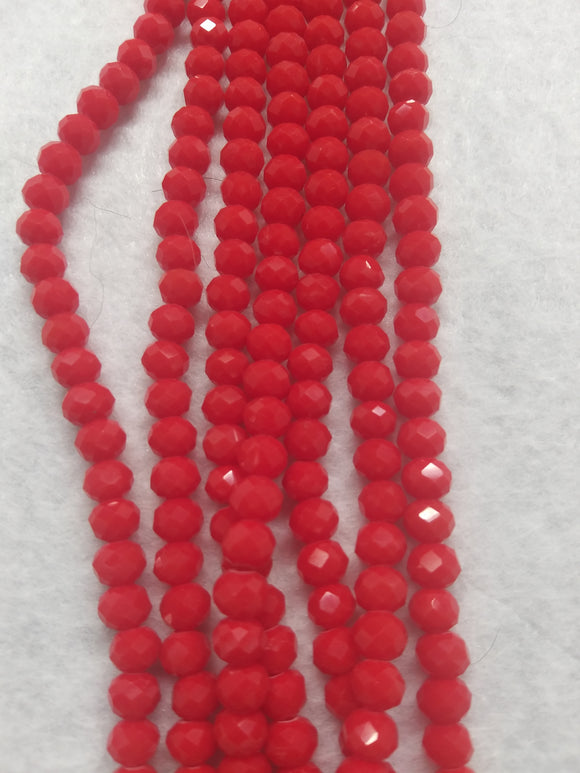 beads rondelle 6mm opaque red