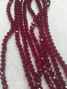 beads rondelle 6mm clear dark red