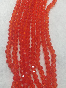 beads rondelle 6mm clear orange