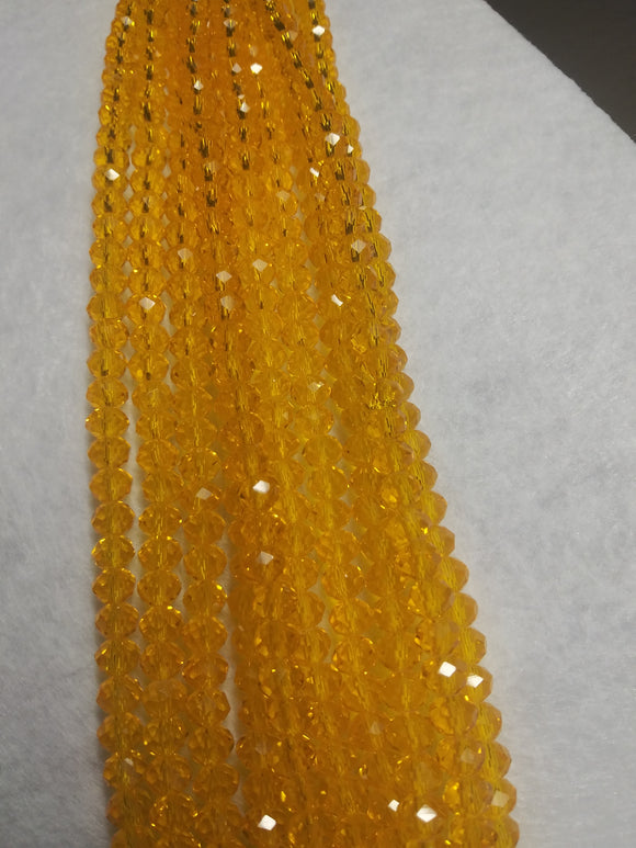 beads rondelle 6mm clear light orange