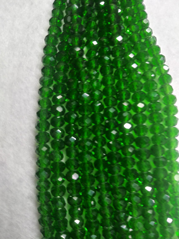 beads rondelle 6mm clear dark green