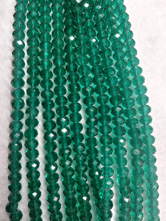 beads rondelle 6mm clear emerald green
