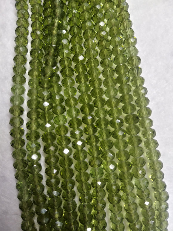 beads rondelle 6mm clear olive green