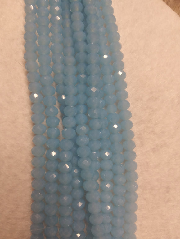 beads rondelle 6mm frosted light sky blue