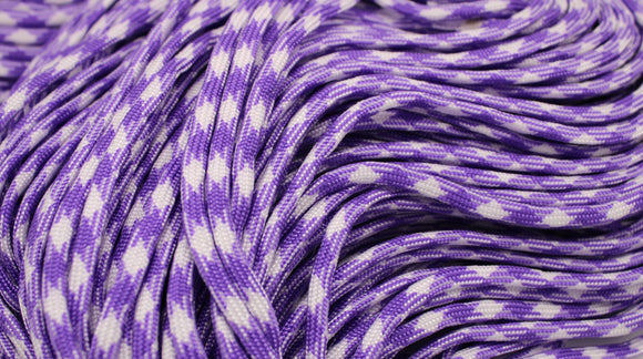 paracord 550 purple/white plaid