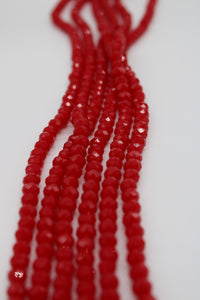 beads rondelle 6mm frosted red