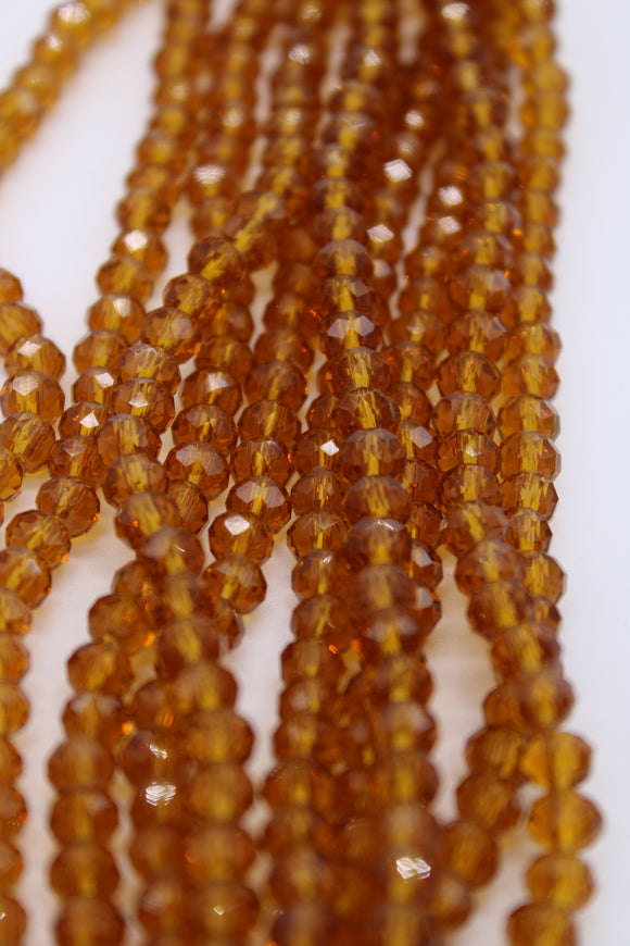 beads rondelle 6mm clear deep golden yellow