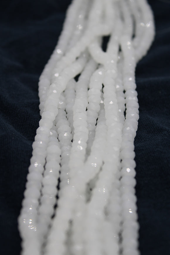 beads rondelle 6mm frosted white