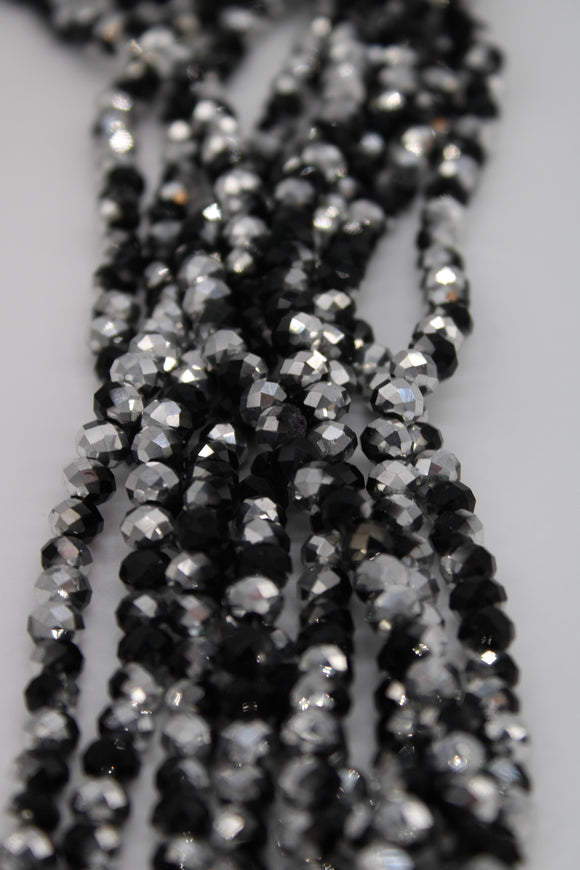 beads rondelle 6mm opaque black half plated