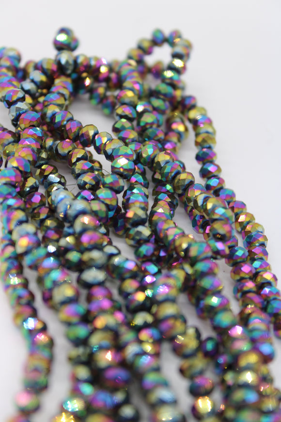 beads rondelle 6mm rainbow plated