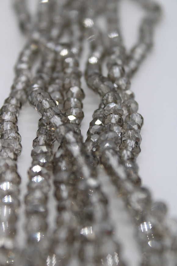beads rondelle 6mm clear smoke half plated