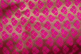 silk brocade fabric hot pink/gold