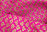 silk brocade fabric hot pink/gold