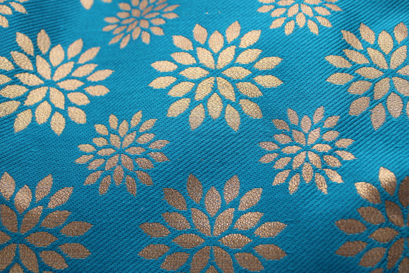 silk brocade fabric pine green/gold