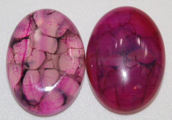 stone cabochon dragon vein agate oval magenta set #4