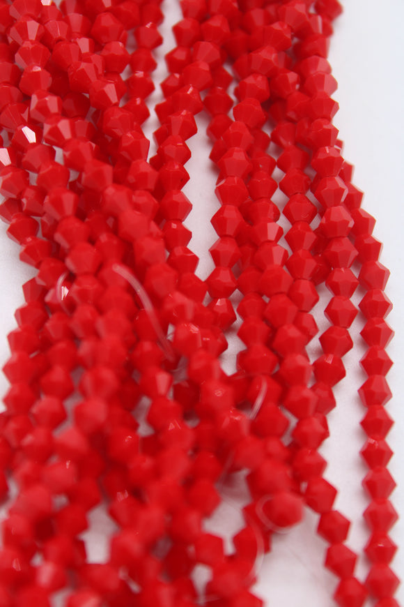 beads bicone 4mm opaque scarlet red