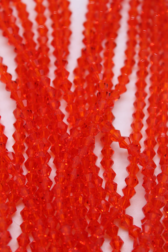 beads bicone 4mm clear red/orange