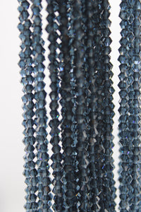 beads bicone 4mm clear steel blue