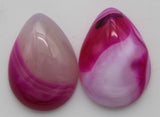stone cabochon banded agate dyed pink drop #1