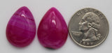 stone cabochon banded agate dyed pink drop #2