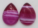 stone cabochon banded agate dyed pink drop #3