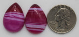 stone cabochon banded agate dyed pink drop #3