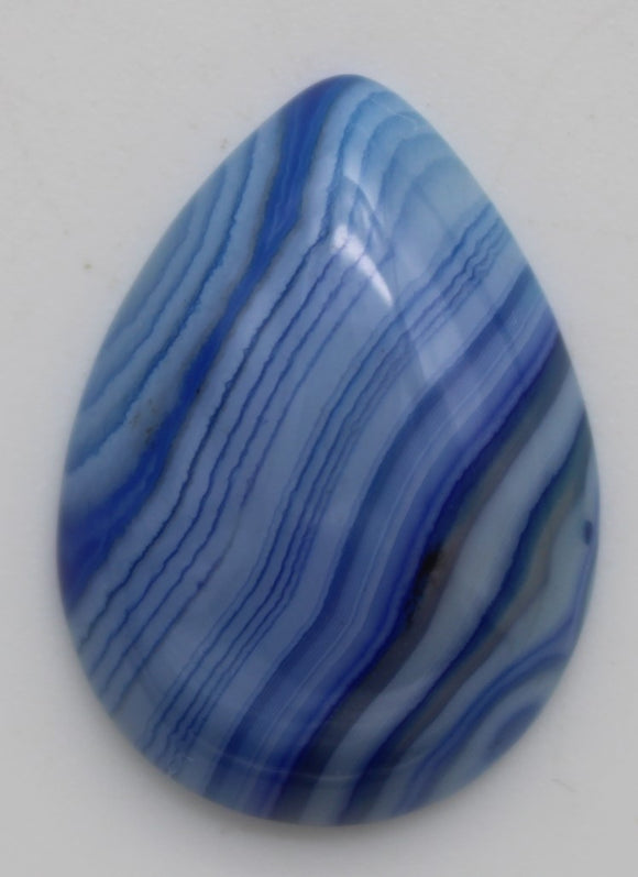 stone cabochon banded agate dyed blue drop #1