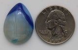 stone cabochon banded agate dyed blue drop #7