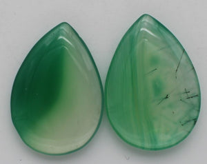 stone cabochon agate dyed green drop #9