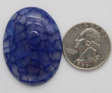 stone cabochon dyed crackle agate large oval blue #6
