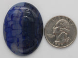 stone cabochon dyed crackle agate large oval blue #8