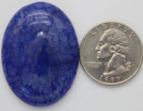 stone cabochon dyed crackle agate large oval blue #15