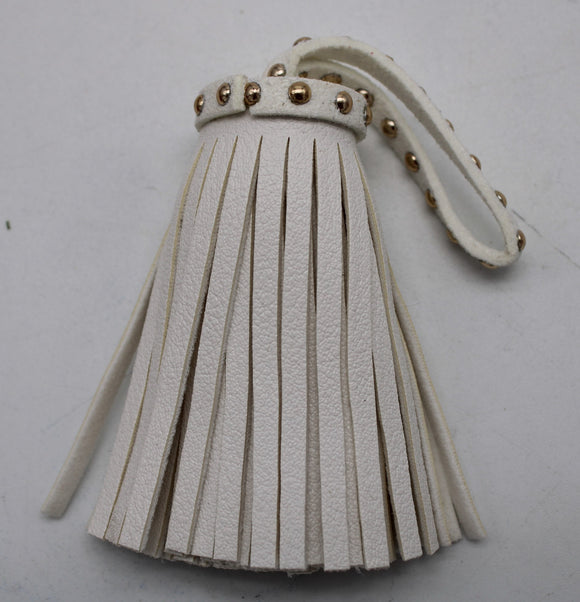 leather (faux) tassel white