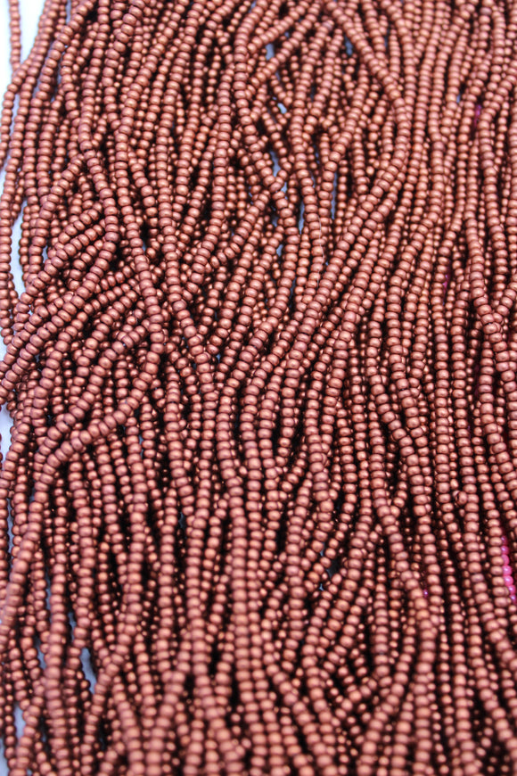 Czech size 11 opaque silk dark copper